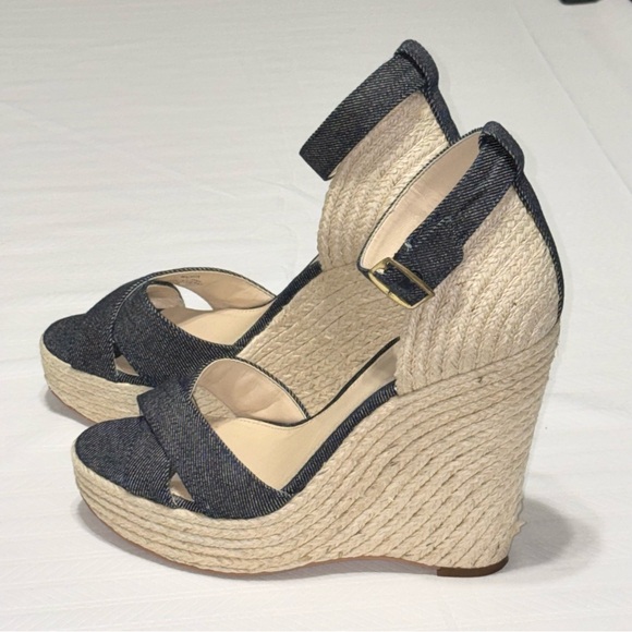 Vince Camuto Denim Espadrille Wedge Ankle Strap Sandals Size 8 - Picture 2 of 11